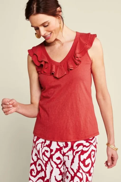 Soft Surroundings Marybeth Ruffle Tank- Tops