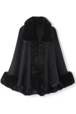 Soft Surroundings Mila Faux Fur Trim Cape- Scarves & Wraps
