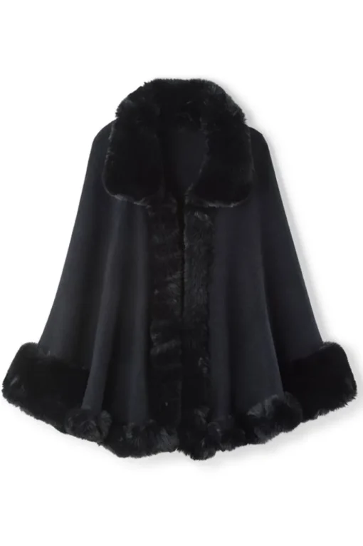 Soft Surroundings Mila Faux Fur Trim Cape- Scarves & Wraps