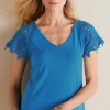 Soft Surroundings Nikita Lace Sleeve Tee- Tops