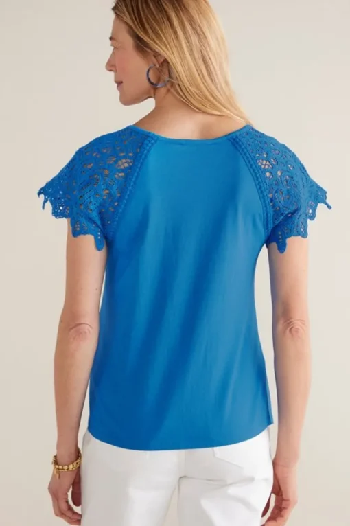 Soft Surroundings Nikita Lace Sleeve Tee- Tops