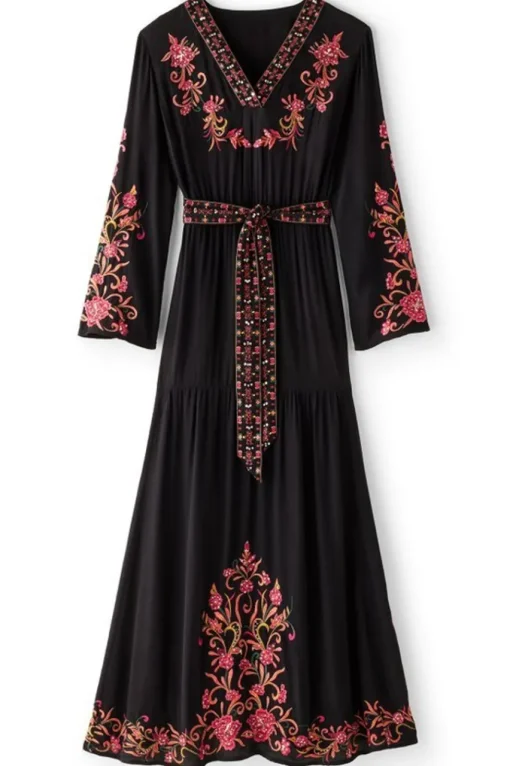 Soft Surroundings Onyx Embellished Maxi Dress- Dresses