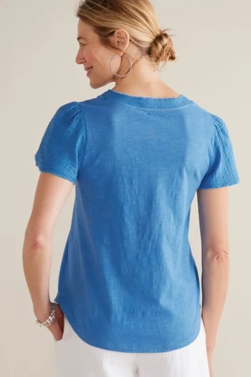 Soft Surroundings Philippa Gauze Sleeve Tee- Tops