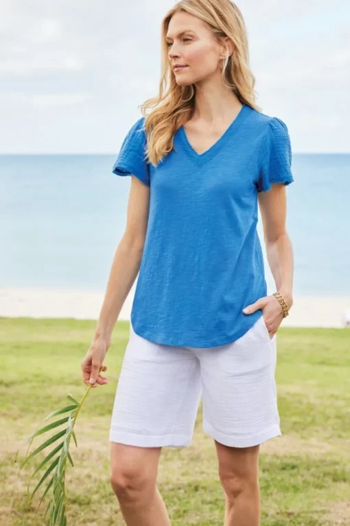 Soft Surroundings Philippa Gauze Sleeve Tee- Tops