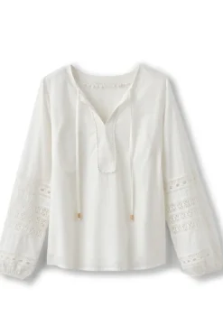 Soft Surroundings Prospera Lace Trim Top- Tops
