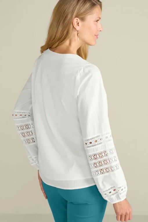Soft Surroundings Prospera Lace Trim Top- Tops