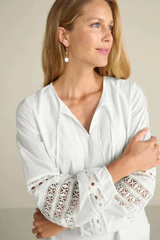 Soft Surroundings Prospera Lace Trim Top- Tops