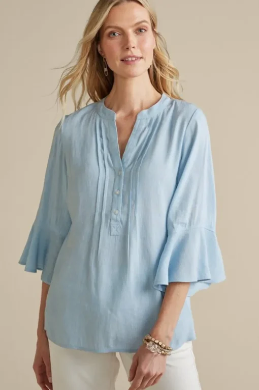 Soft Surroundings Raisa Linen Blend Top- Tops