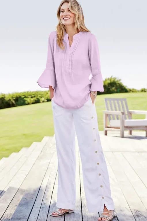 Soft Surroundings Raisa Linen Blend Top- Tops