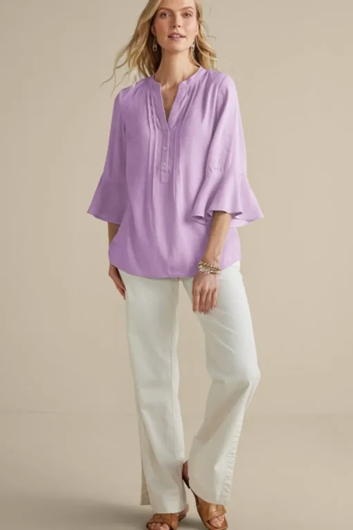 Soft Surroundings Raisa Linen Blend Top- Tops