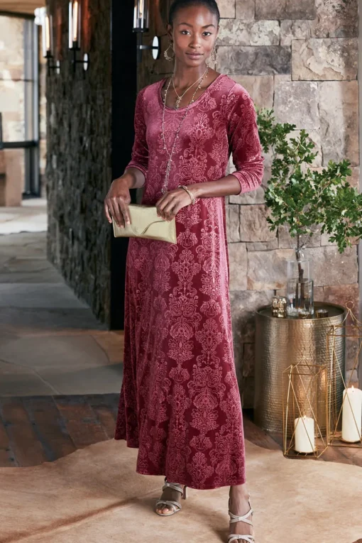 Soft Surroundings Santiago Embossed Velvet Dress- Dresses