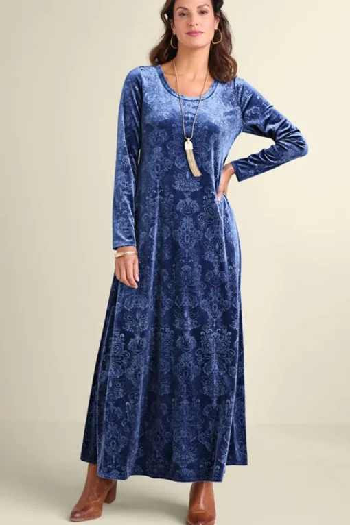Soft Surroundings Santiago Embossed Velvet Dress- Dresses