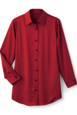 Soft Surroundings Satin Boyfriend Shirt- Tops
