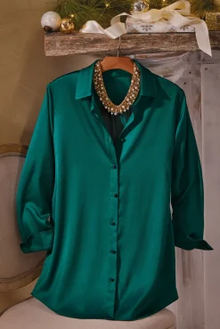 Soft Surroundings Satin Boyfriend Shirt- Tops