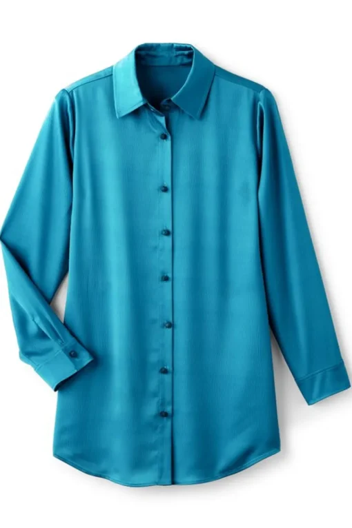 Soft Surroundings Satin Boyfriend Shirt- Tops
