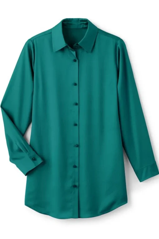 Soft Surroundings Satin Boyfriend Shirt- Tops
