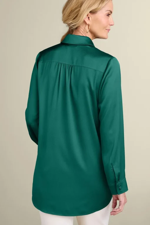 Soft Surroundings Satin Boyfriend Shirt- Tops