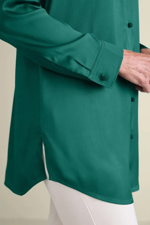 Soft Surroundings Satin Boyfriend Shirt- Tops