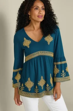 Soft Surroundings Setara 3/4 Sleeve Top- Tops