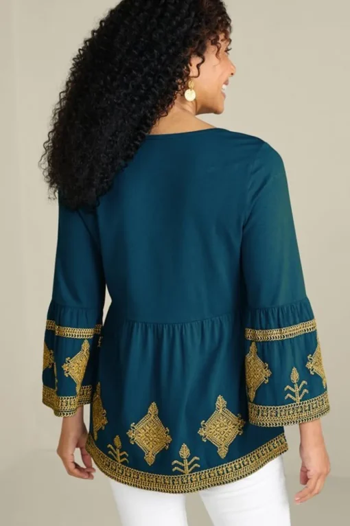 Soft Surroundings Setara 3/4 Sleeve Top- Tops