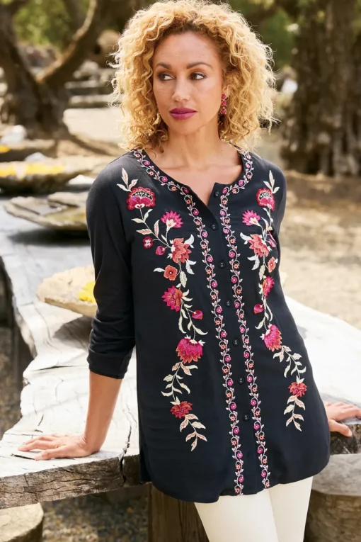 Soft Surroundings Talulla Embroidered Tunic- Tops