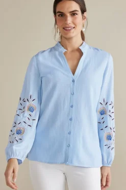Soft Surroundings Titania Embroidered Top- Tops