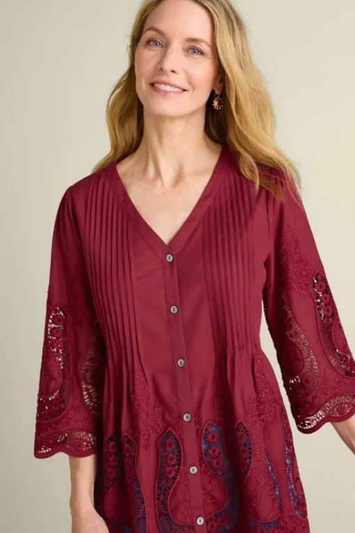 Soft Surroundings Trella Eyelet Top- Tops