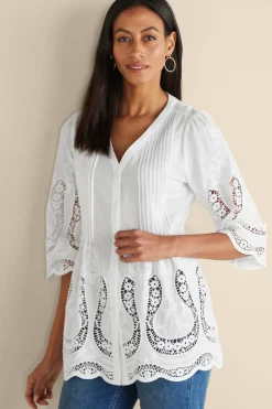 Soft Surroundings Trella Eyelet Top- Tops