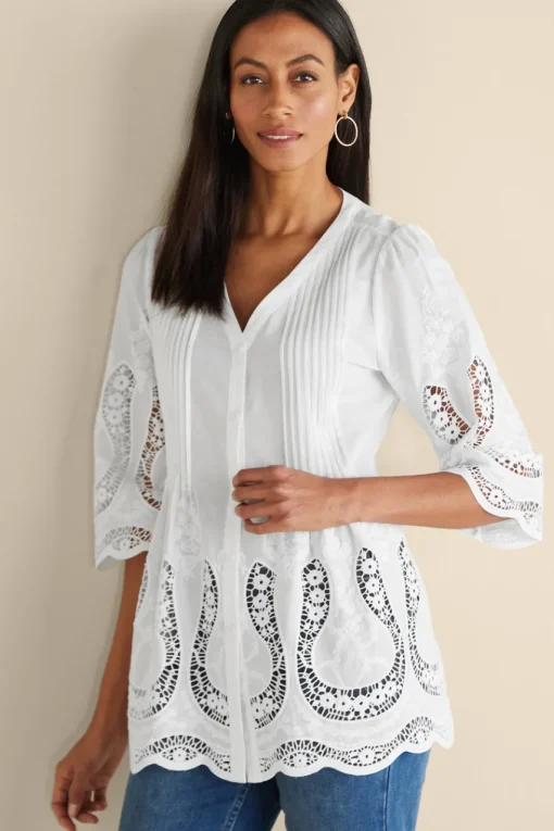 Soft Surroundings Trella Eyelet Top- Tops