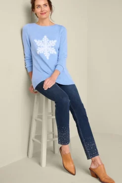 Soft Surroundings Ultimate Denim Crystal Pull-On Slim Leg Jeans- Jeans