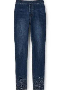 Soft Surroundings Ultimate Denim Crystal Pull-On Slim Leg Jeans- Jeans