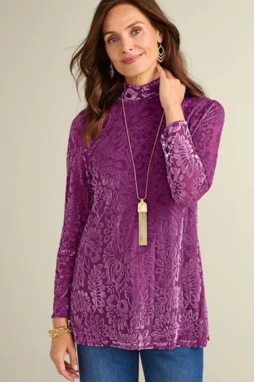 Soft Surroundings Walden Velvet Turtleneck- Tops