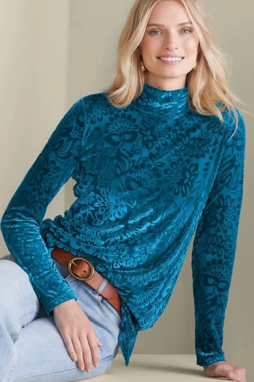 Soft Surroundings Walden Velvet Turtleneck- Tops