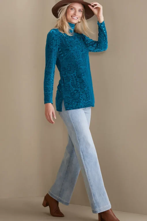 Soft Surroundings Walden Velvet Turtleneck- Tops