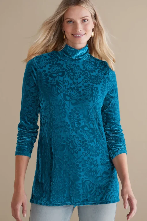 Soft Surroundings Walden Velvet Turtleneck- Tops