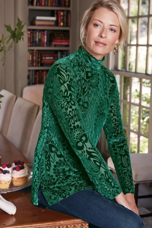 Soft Surroundings Walden Velvet Turtleneck- Tops