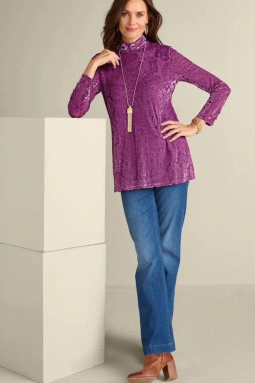 Soft Surroundings Walden Velvet Turtleneck- Tops
