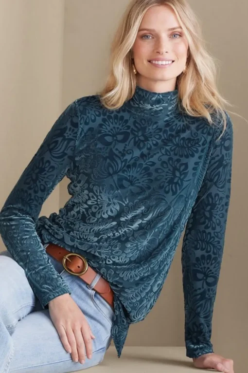 Soft Surroundings Walden Velvet Turtleneck- Tops
