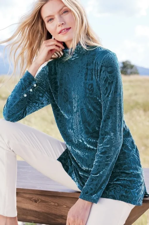 Soft Surroundings Walden Velvet Turtleneck- Tops