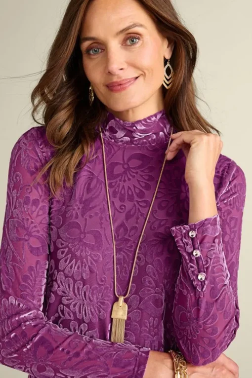 Soft Surroundings Walden Velvet Turtleneck- Tops