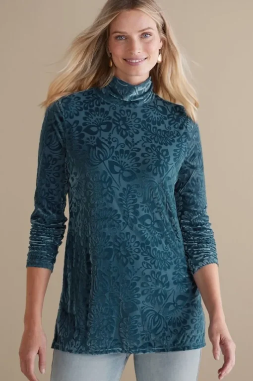 Soft Surroundings Walden Velvet Turtleneck- Tops
